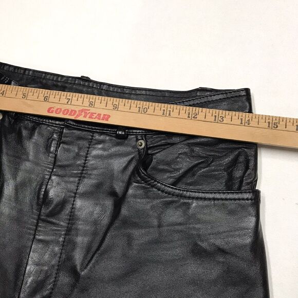 Vtg 80s DEERSKIN Trading Black Leather Jean Pants Men 28X30 Lined Rock Star - Picture 16 of 16